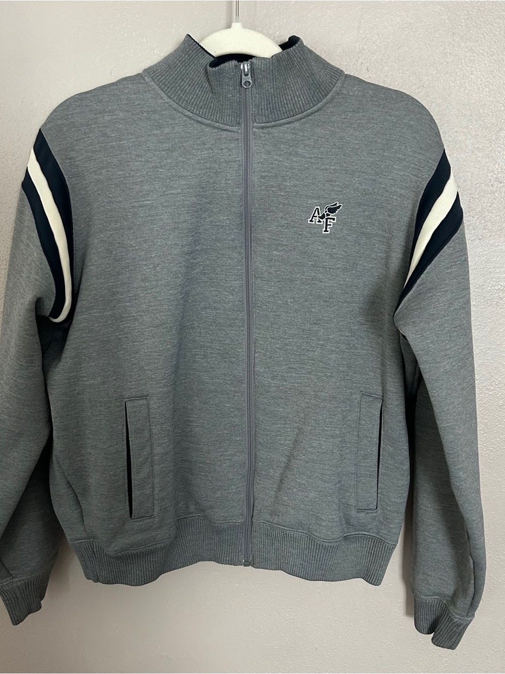 Vintage Abercrombie & Fitch A&F Track Jacket Mens M Gray Navy Full Zip Korea